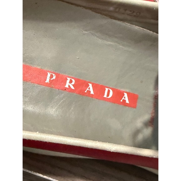 Prada Leather Mule Slip-on Slides Shoes Women 36/6 Red Gray Made in Italy - Picture 11 of 16